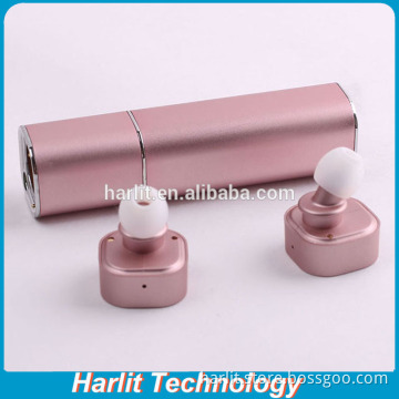 Harlit Super Light Mini Aluminum Headphones Headset With Mic Mini Lipstick Shape Charge Case